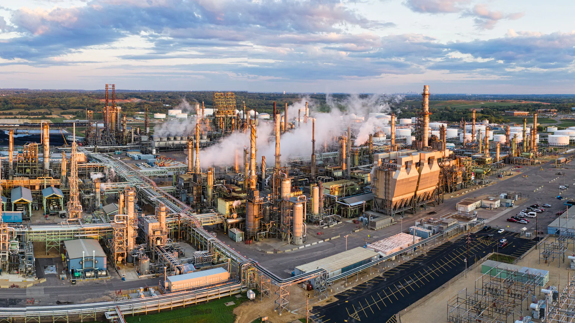 Oil and gas processing equipment viewed during a methane detection drone inspection mission